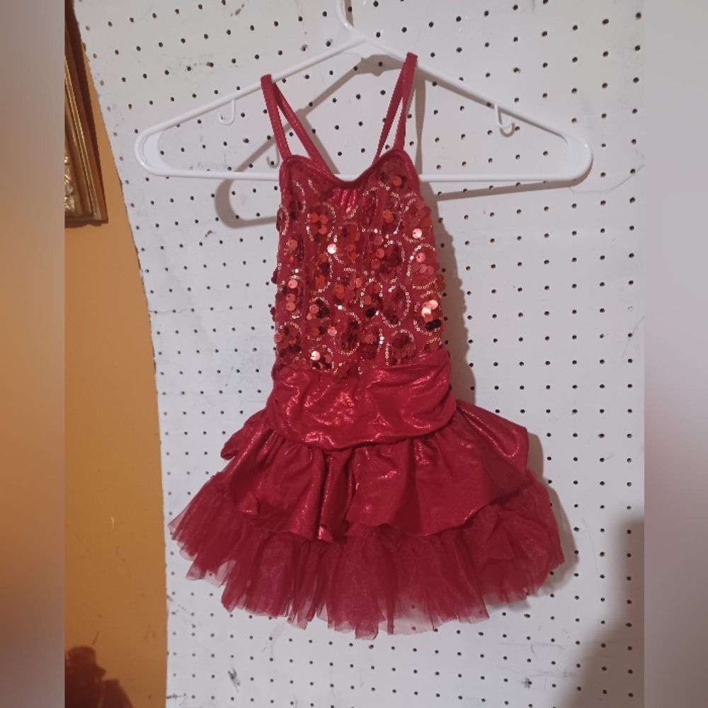 Red Sequin Dance Costume In Small Child